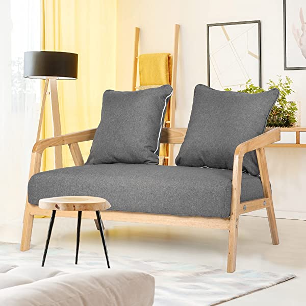 LUCKYERMORE 3-Seat Upholstered Grey Sofa Couch 60