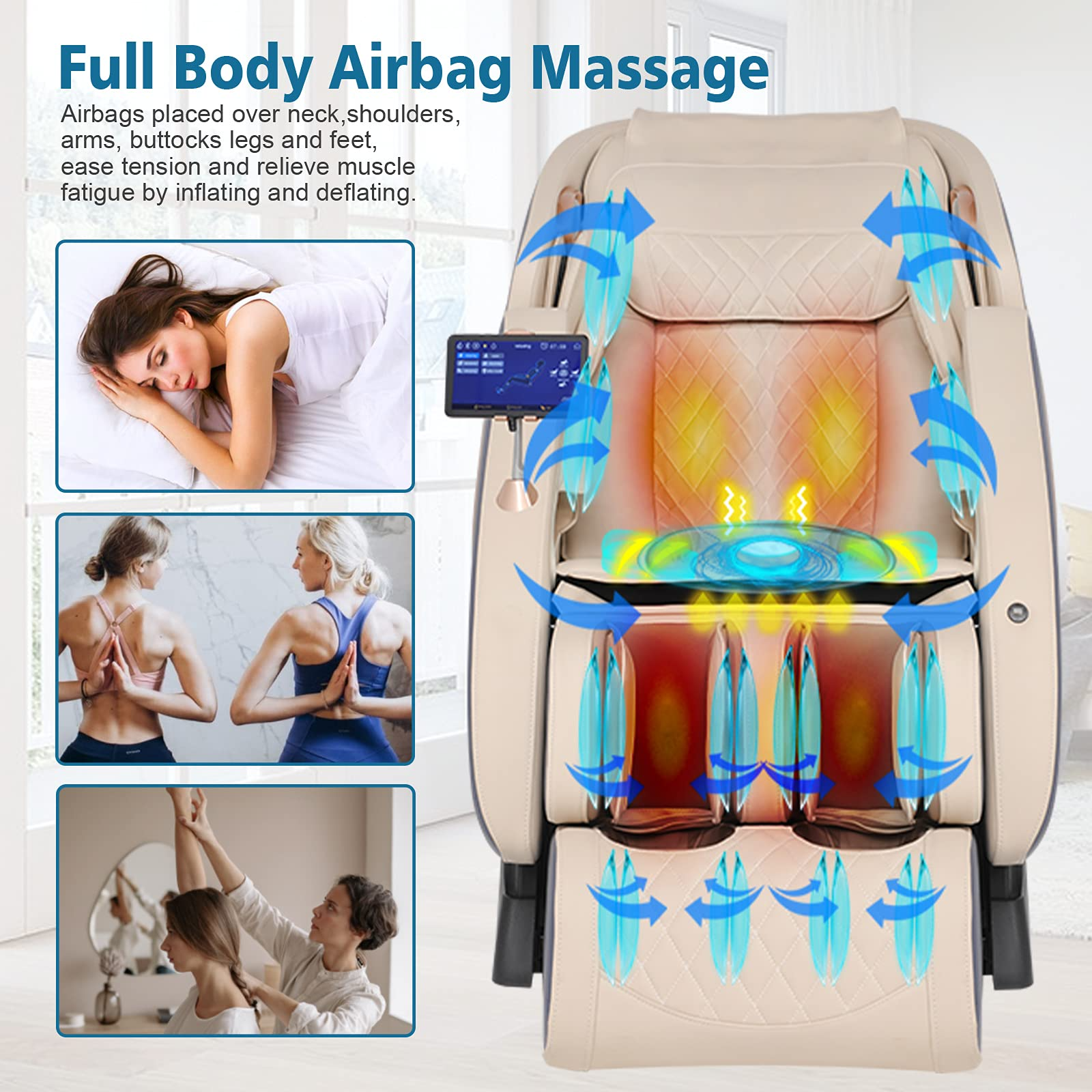 【Furniture】Massage Chair, APP Controlled 4D Massage Chairs, SL-Track Full Body Shiatsu Massage Chair Recliner