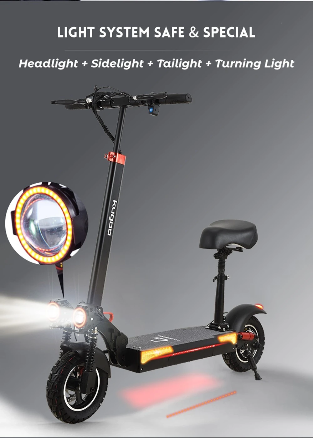 KUGOO M4 Pro Foldable Electric Scooter 10 Inch Off-road Tire 500W Brushless Motor 48V 21Ah Battery with Removable Seat