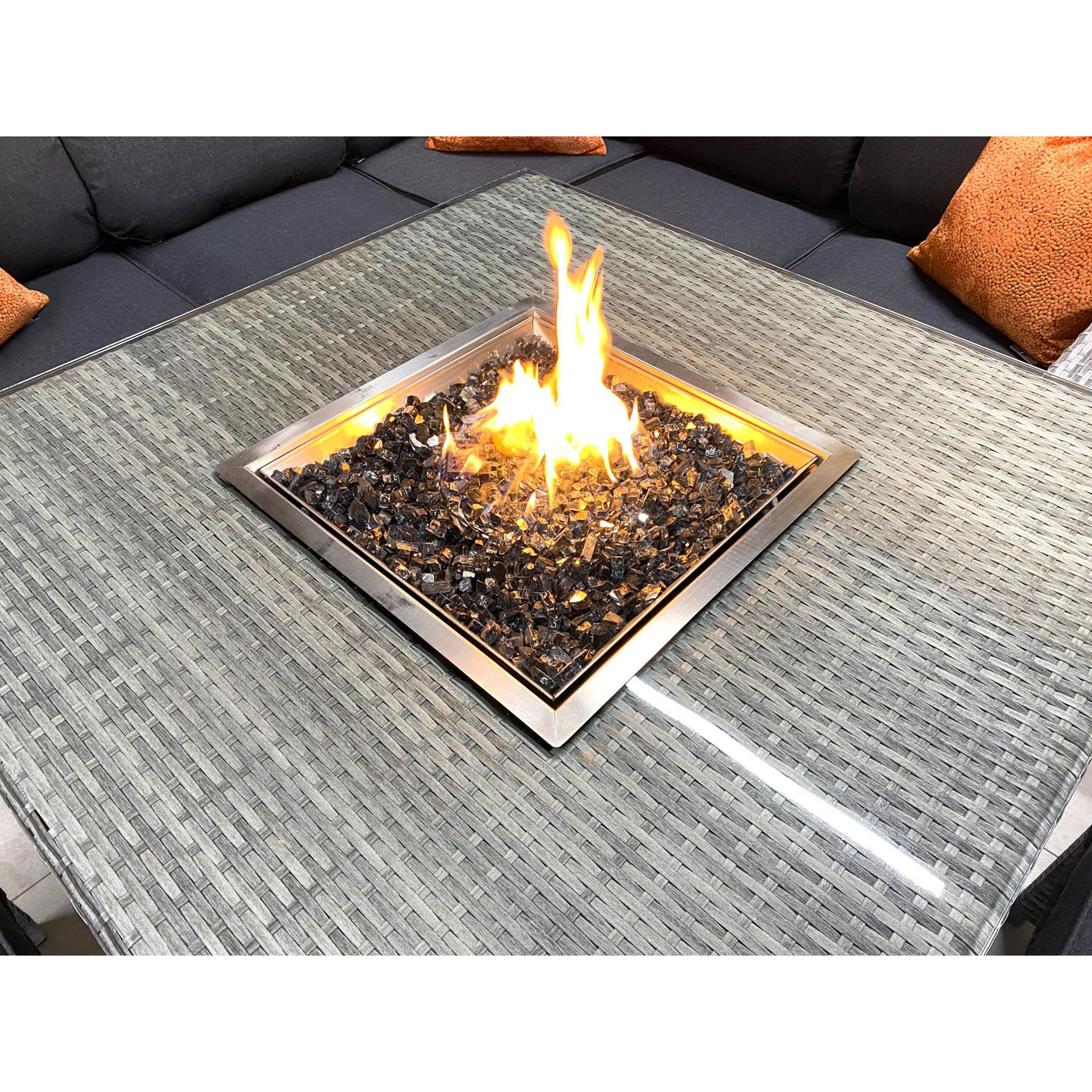 Chimes - Stone Grey Milan Compact Corner Dining Set with Firepit Table