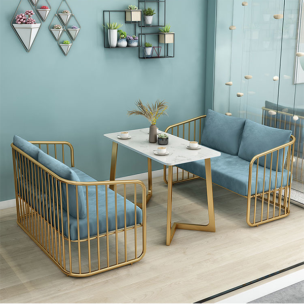 Nordic light luxury style table and chair combination double wrought iron deck sofa