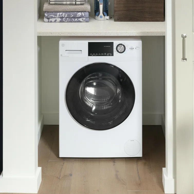 2.4 cubic feet front-loading washing machine and 2.4 cubic feet electric dryer