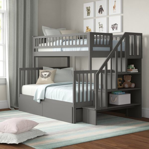 SHYANN TWIN all solid wood standard bunk bed with shelf BY THREE POSTS