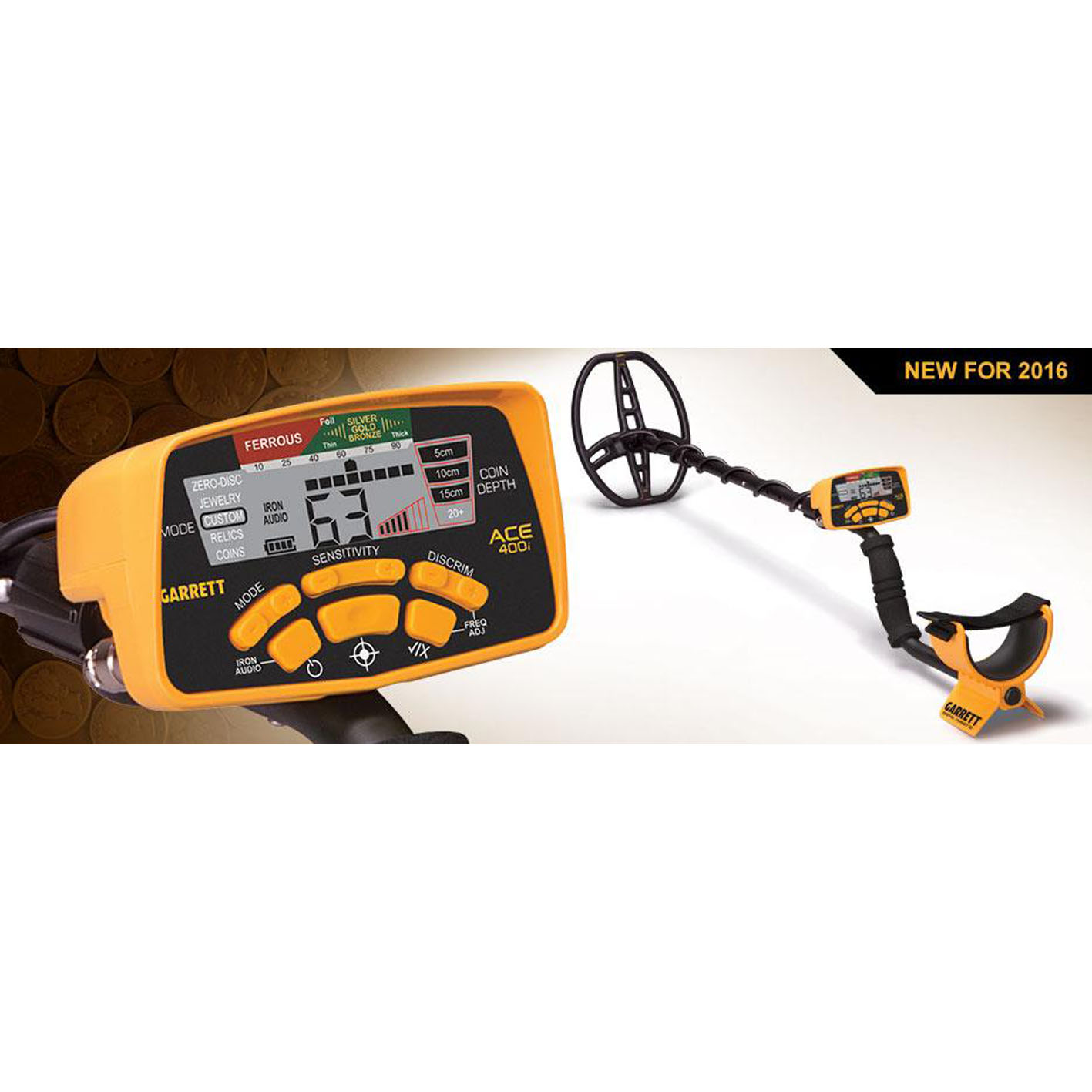 Garrett ACE 400i Metal Detector with Stem Stability Adjustable Frequency