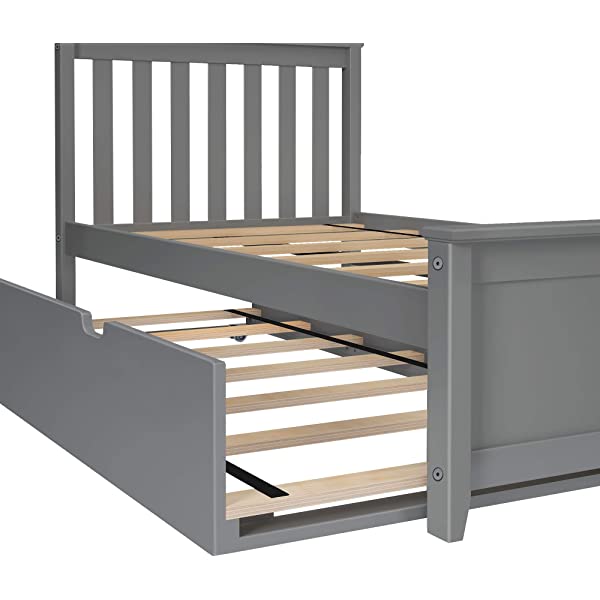 Max & Lily Twin Bed with Trundle, White White Bed with Trundle