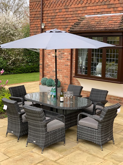 6 Savannah Armchairs 1.8 mtr Oval Set