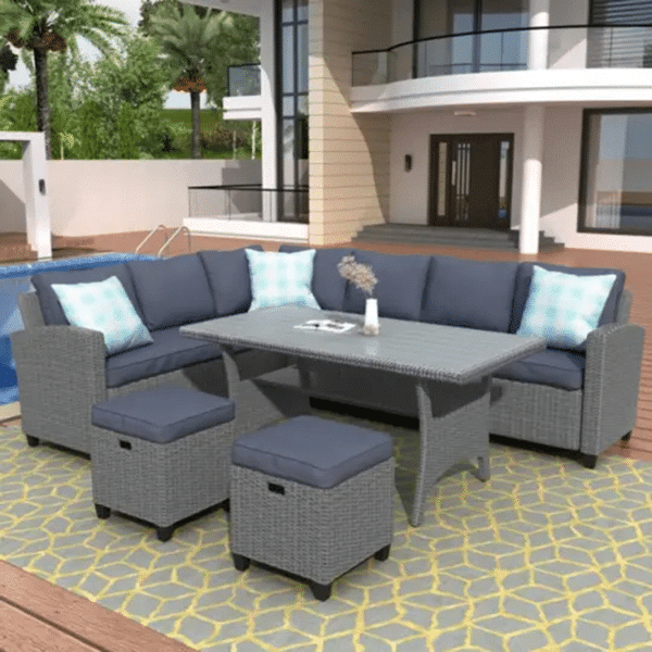 5 Piece Terrace Furniture Set Outdoor Conversation Dining Table and Chairs