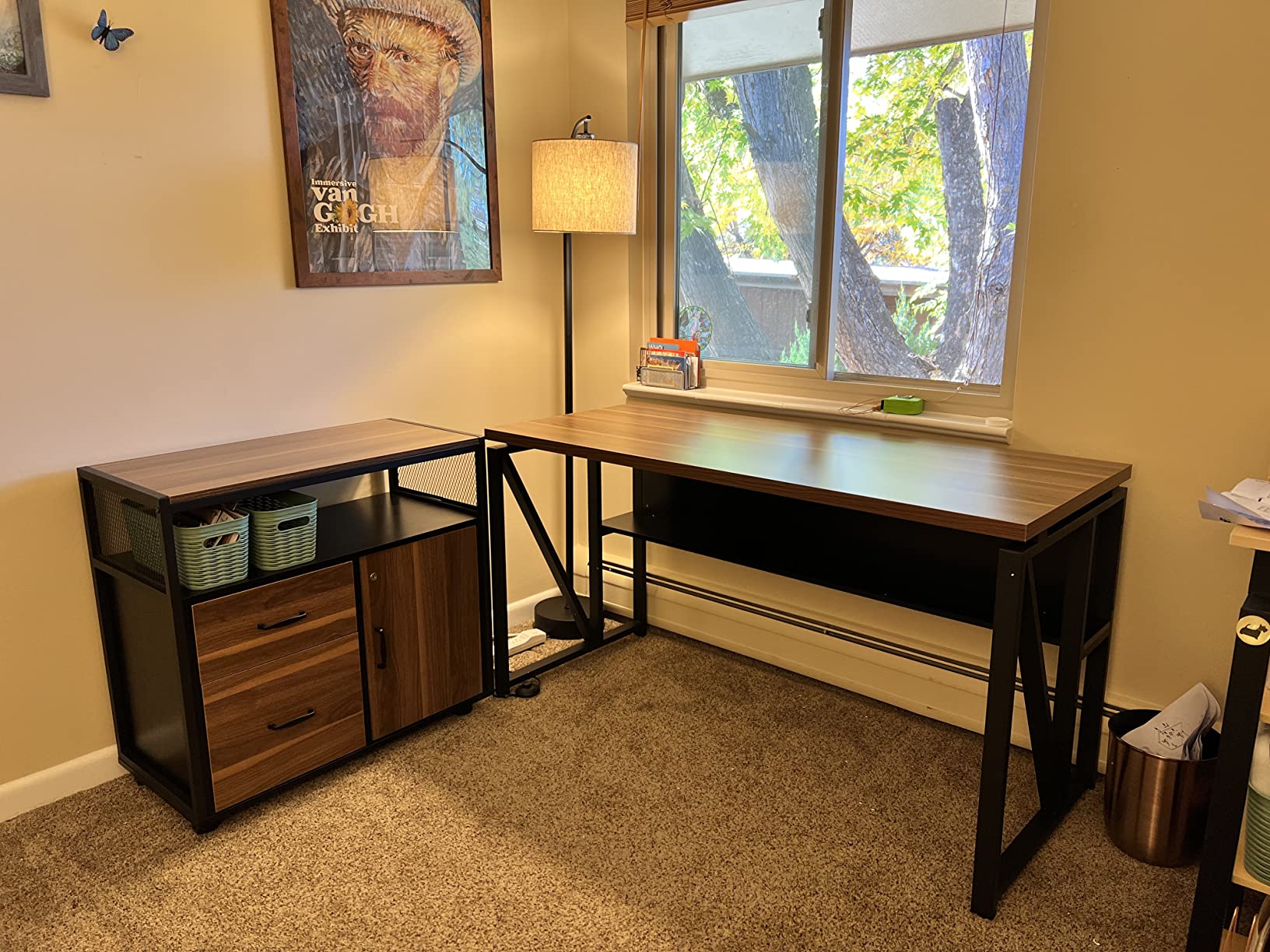 【Furniture】L Shaped Desk with Drawer Cabinet, 55