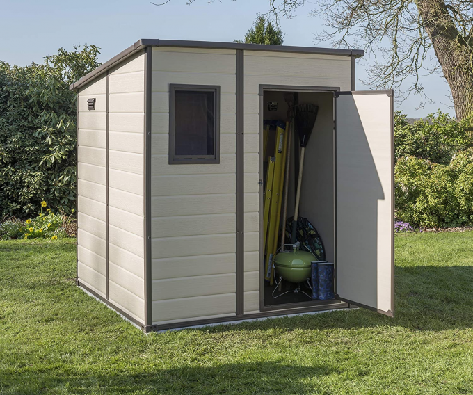 Kate Manor Loft Outdoor Plastic Garden Storage Shed, 6 x 6 Feet