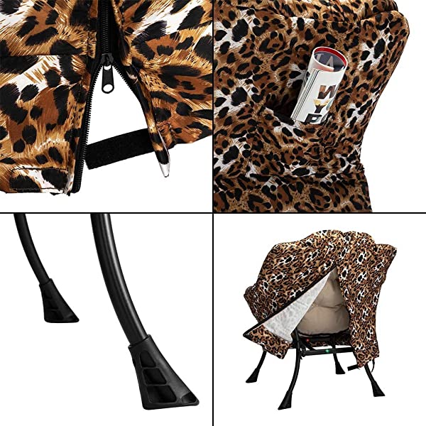 AbocoFur Modern Large Cotton Fabric Lazy Chair，Accent Contemporary Lounge Chair, Single Steel Frame Leisure Sofa Chair with Armrests and A Side Pocket, Beige