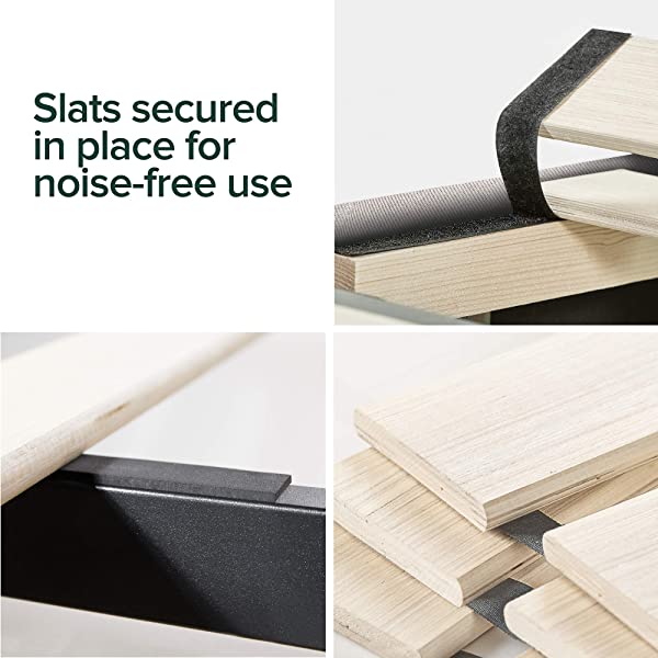 ZINUS Lottie Upholstered Platform Bed Frame / Mattress Foundation / Wood Slat Support / No Box Spring Needed / Easy Assembly, Grey, Queen Grey Queen Standard