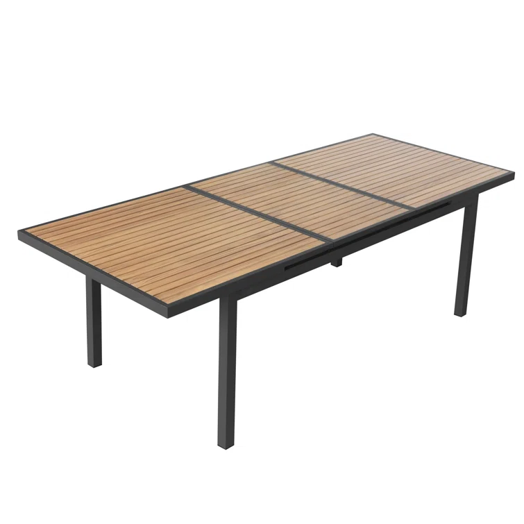 Heck Rectangular 8 - Person Outdoor Dining Set with Extension Teak Tabletop