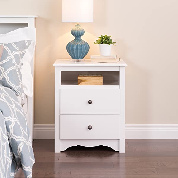Prepac Fremont 2 Drawer Nightstand with Open Shelf, Espresso, Tall Espresso Fremont Nightstand