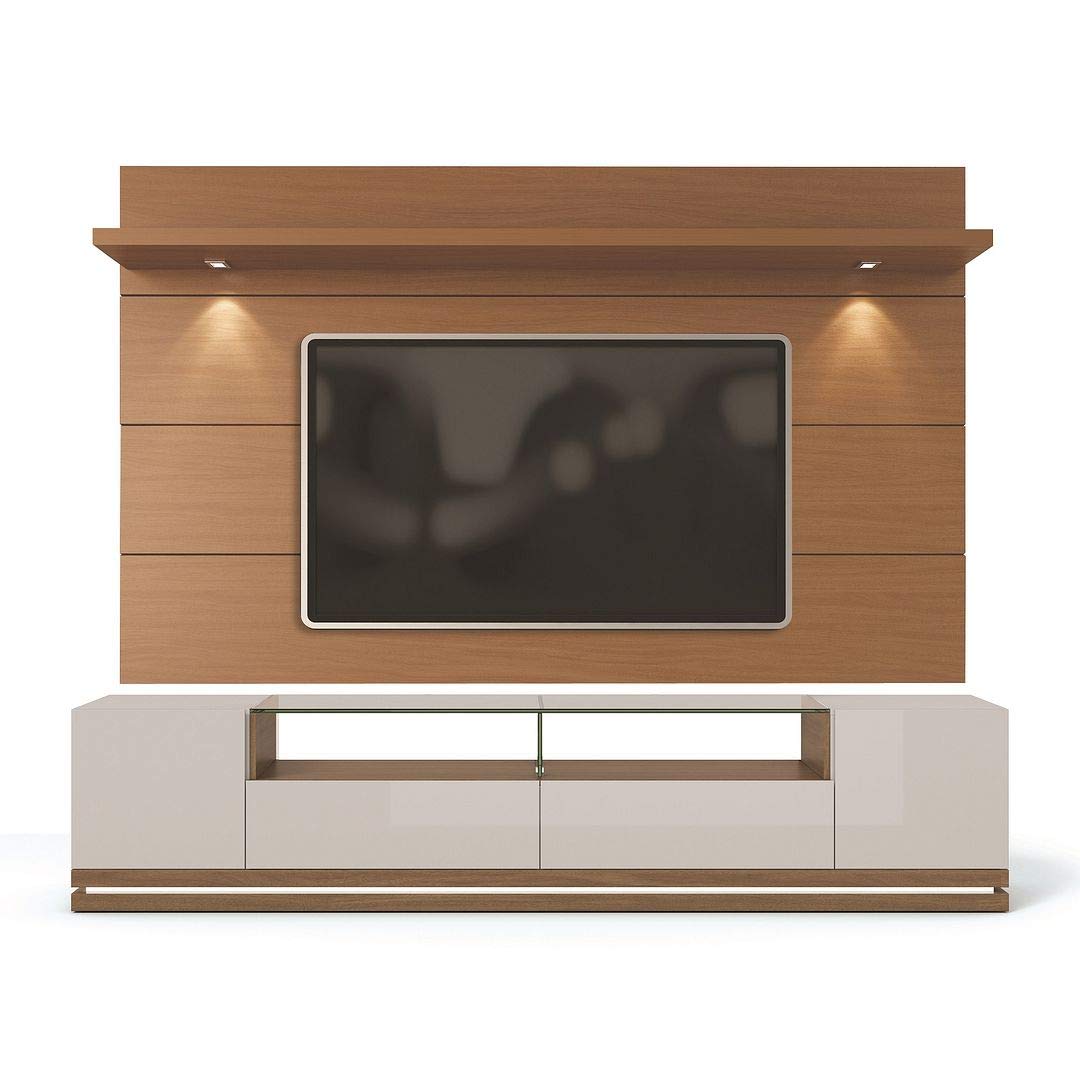 【Furniture】Vanderbilt TV Stand and Cabrini 2.2 Floating Wall TV Panel with LED Lights