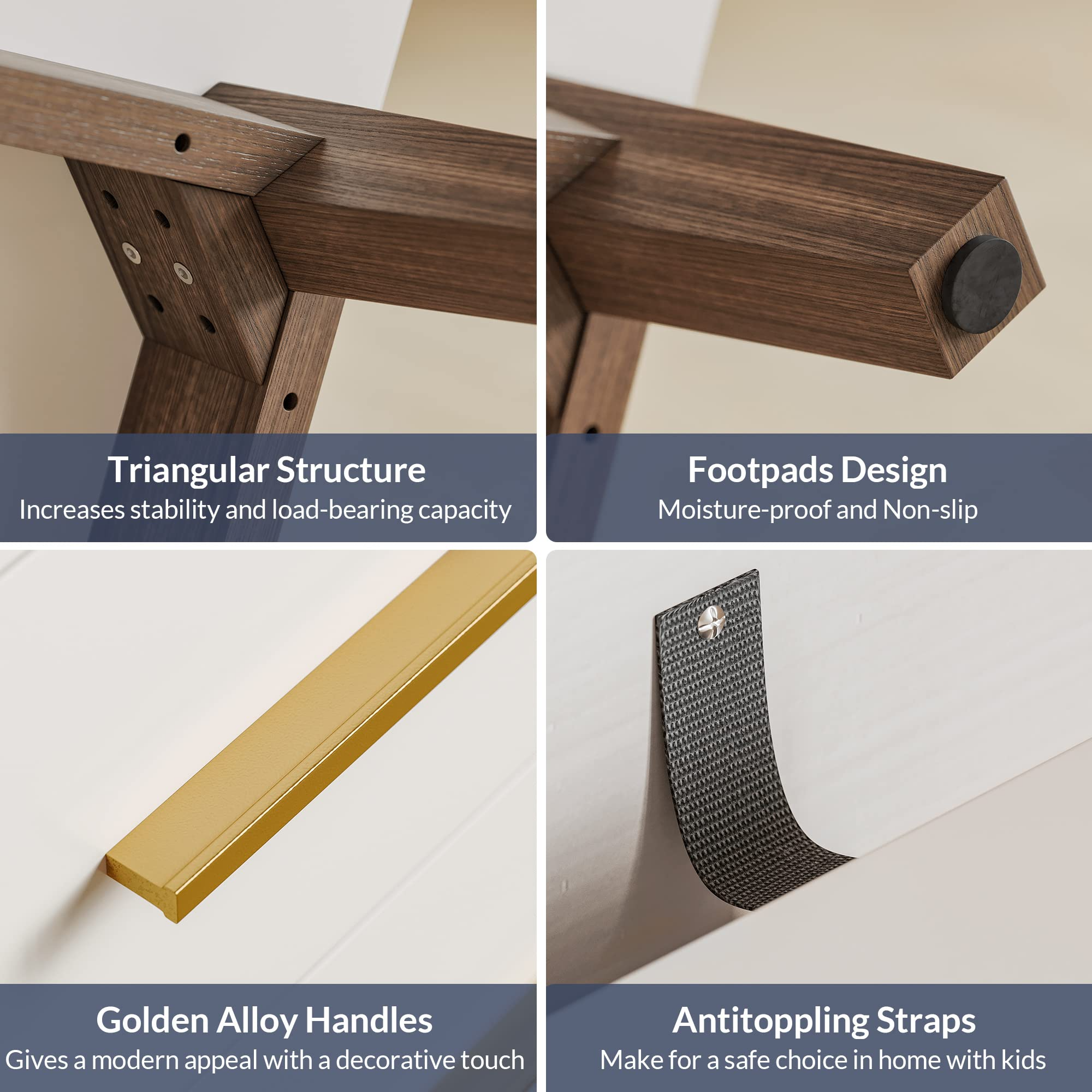 【Furniture】Sideboard Buffet Cabinet with 3 Drawers & 2 Doors, Console Table for Kitchen