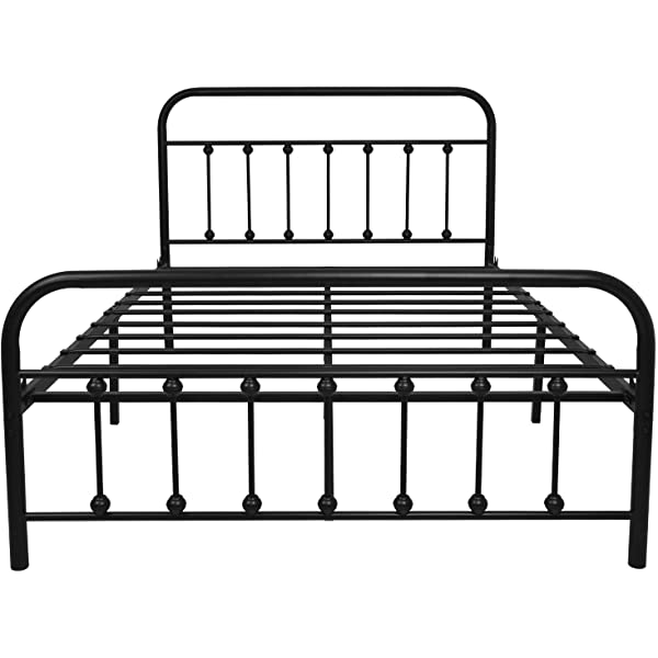 Black Metal Bed Frame Full Size with Headboard and Footboard Single Platform Mattress Base,Metal Tube and Iron-Art Bed（Full,Black） Full Black