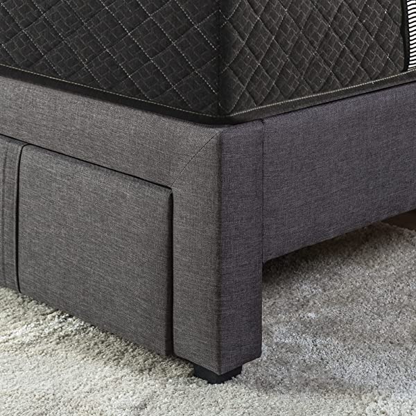 ZINUS Lottie Upholstered Platform Bed Frame / Mattress Foundation / Wood Slat Support / No Box Spring Needed / Easy Assembly, Grey, Queen Grey Queen Standard