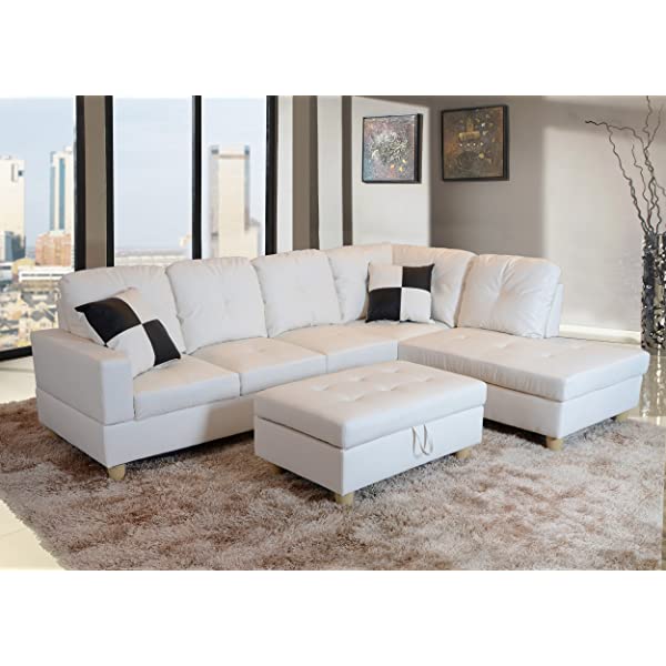 Beverly Fine Funiture Sectional Sofa Set, 92A White