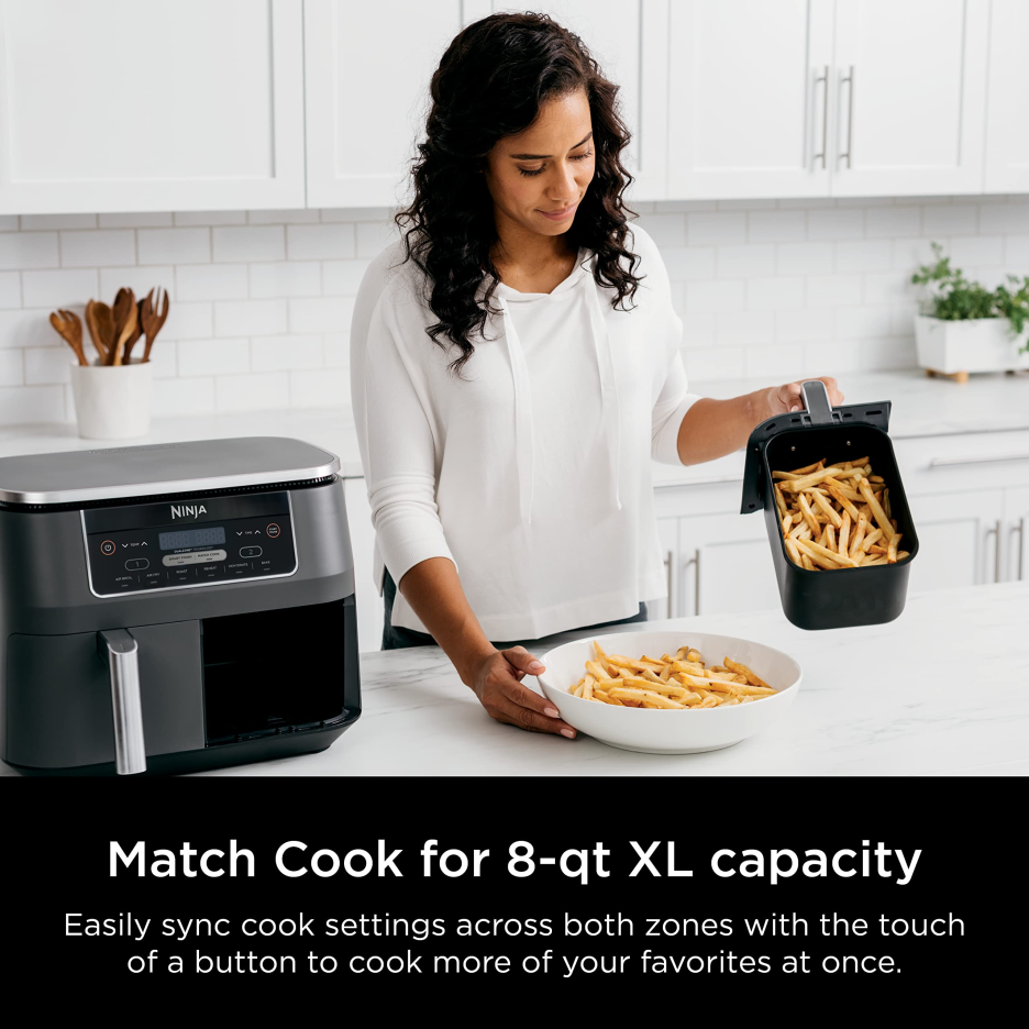 Ninja DZ201 Foodi 8 Quart 6-in-1 DualZone 2-Basket Air Fryer with 2 Independent Frying Baskets