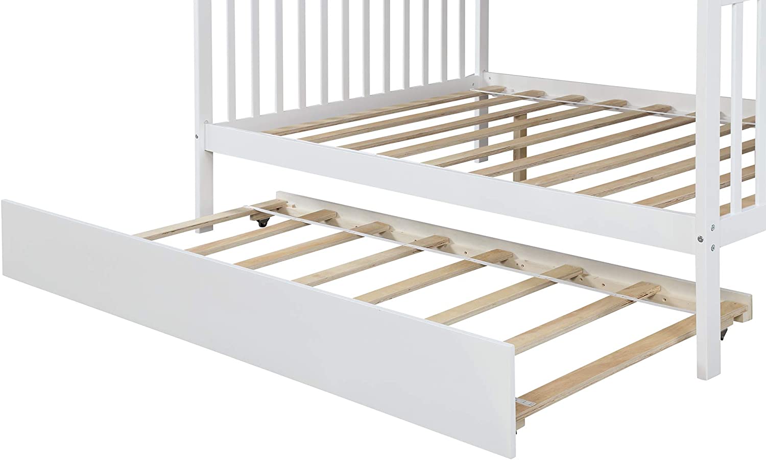 Double bunk bed with stairs, solid wood bunk bed with casters and storage drawers, bunk bed with stairs