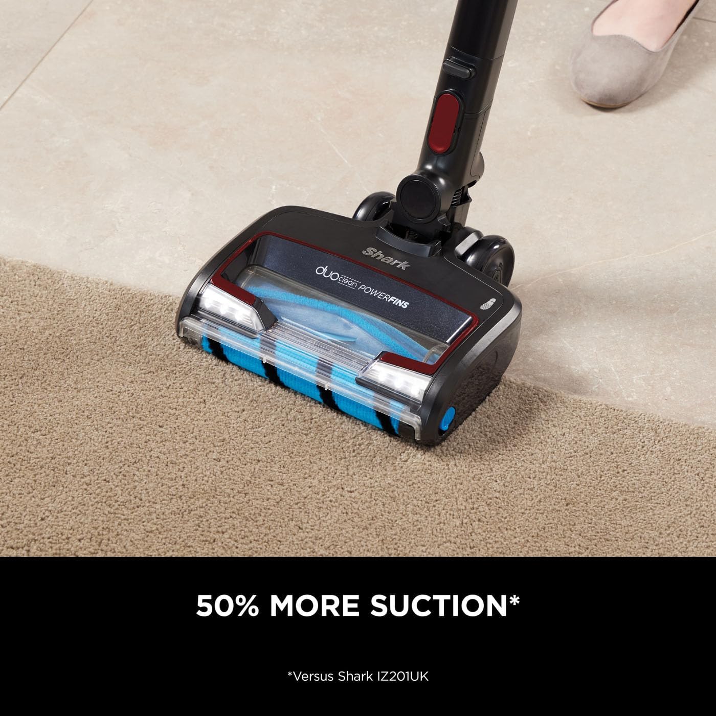 Shark Cordless Stick Vacuum Cleaner, Anti Hair Wrap, 60 Minute Run Time Battery, Flexible DuoClean Vacuum with Car Kit, Pet Tool, Multi-Surface & Crevice Tools, Black & Red, IZ300UKTSB