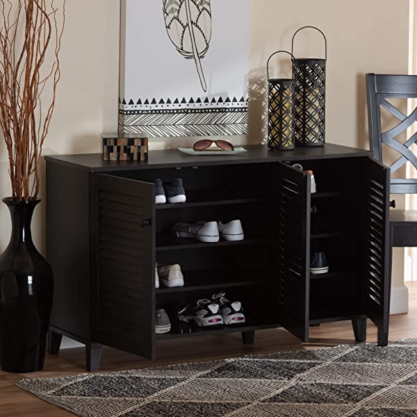 Baxton Studio Warren Shoe-Storage Cabinet, Espresso