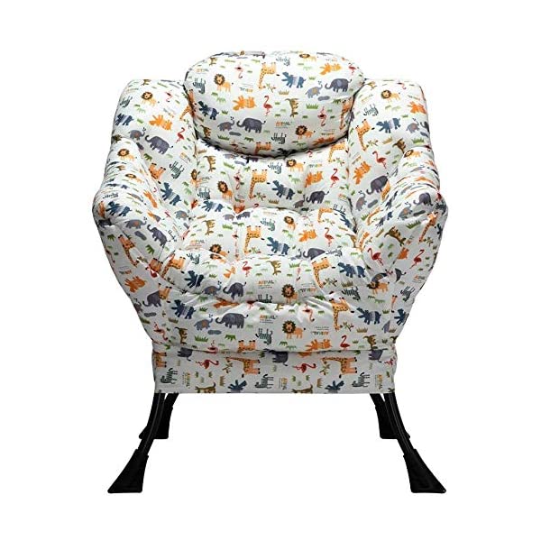 AbocoFur Modern Large Cotton Fabric Lazy Chair，Accent Contemporary Lounge Chair, Single Steel Frame Leisure Sofa Chair with Armrests and A Side Pocket, Beige