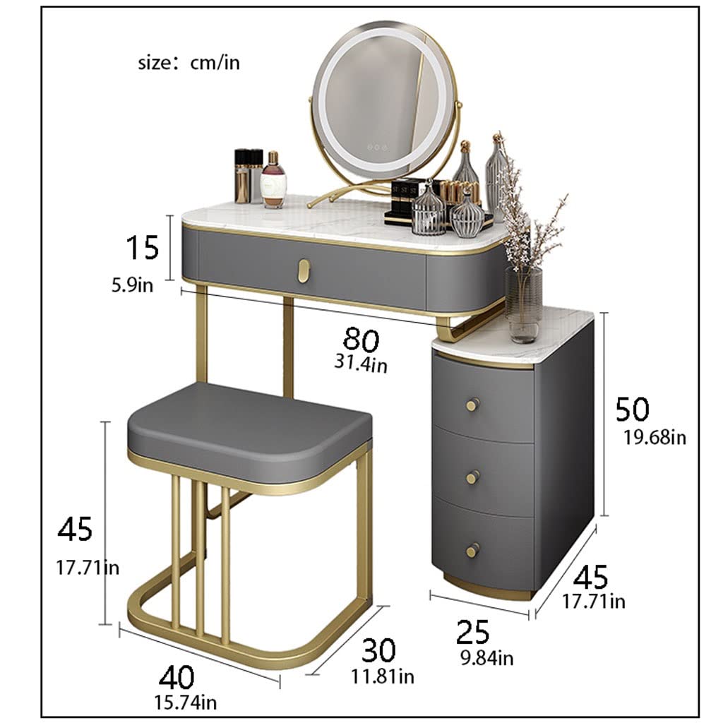 【Furniture】Makeup Vanity Vanity Table Set Slate Bedside Table Integrated Dressing Table Modern Small Dresser