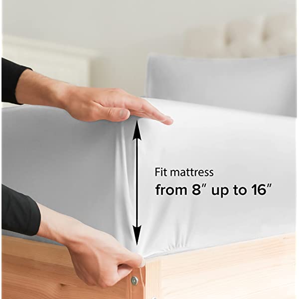 Queen Fitted Sheet - Single Fitted Deep Pocket Sheet - Fits Mattress Perfectly - Soft Wrinkle Free Sheet - 1 Fitted Sheet Only – Light Pink Queen Light Pink