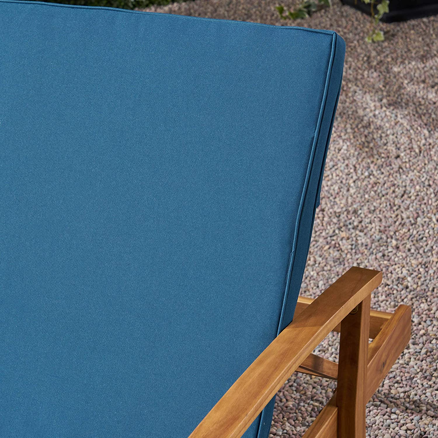 【Home&Garden】Samantha Double Chaise Lounge for Yard & Patio, Acacia Wood Frame, Teak Finish with Cushions