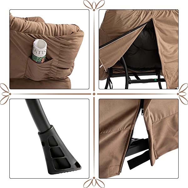 AbocoFur Modern Large Cotton Fabric Lazy Chair，Accent Contemporary Lounge Chair, Single Steel Frame Leisure Sofa Chair with Armrests and A Side Pocket, Beige