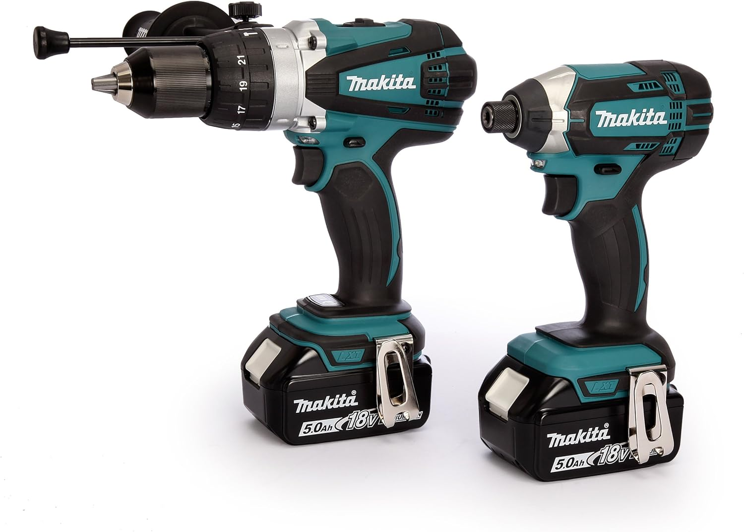 Makita DLX2145TJ 18V Li-ion LXT 2 Piece Combo Kit comprising DHP458Z and DTD152Z Complete with 2 x 5.0 Ah Li-ion Batteries and Charger Supplied in a Makpac Case