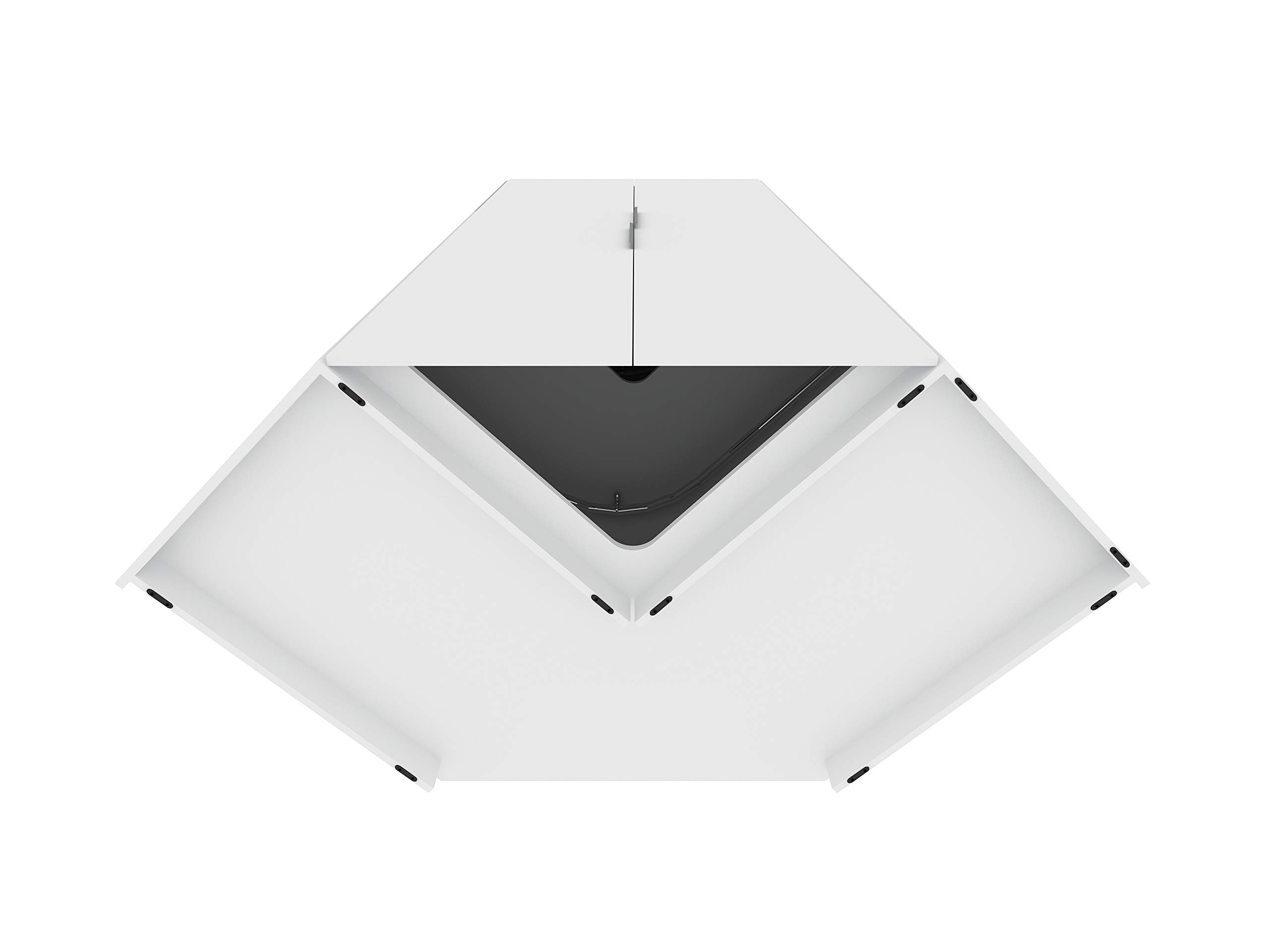 【Furniture】Rockefeller Ultra Modern 2 Door Open Corner Bedroom Closet with Hanging Rods, 65.91