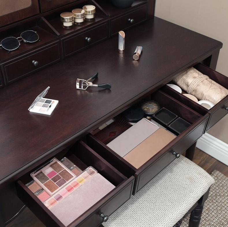 Soares Vanity Set with Stool and Mirror