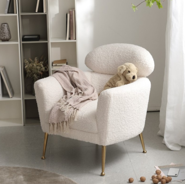 Nordic designer light luxury lamb wool soft cute sofa living room bedroom balcony lazy princess chair